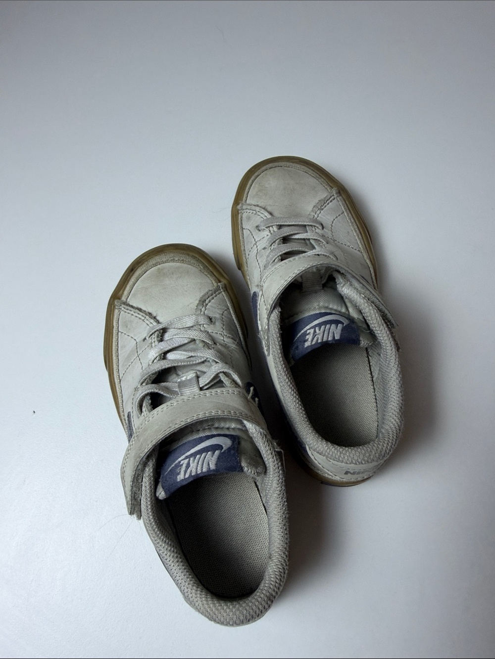 Nike Kids Gray Sneakers with Blue Logo